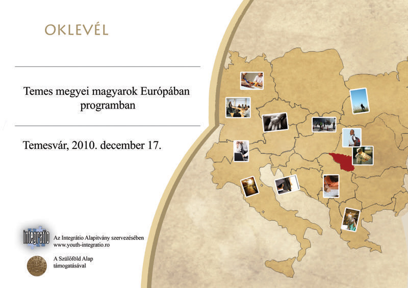A temes megyei magyarok Europaban program oklevele